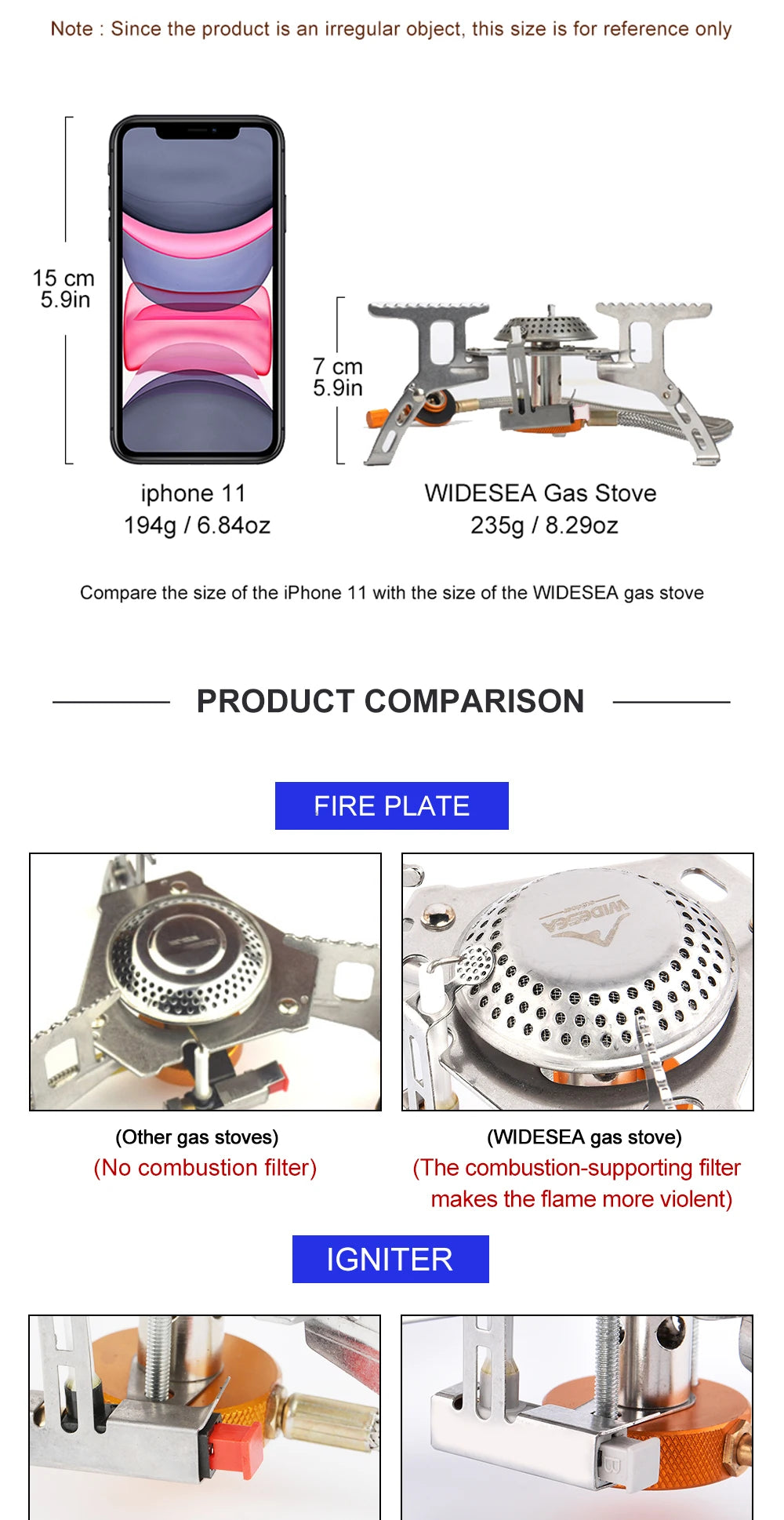 Widesea Camping Gas Stove – Strong Fire Outdoor Tourist Burner & Survival Cooker